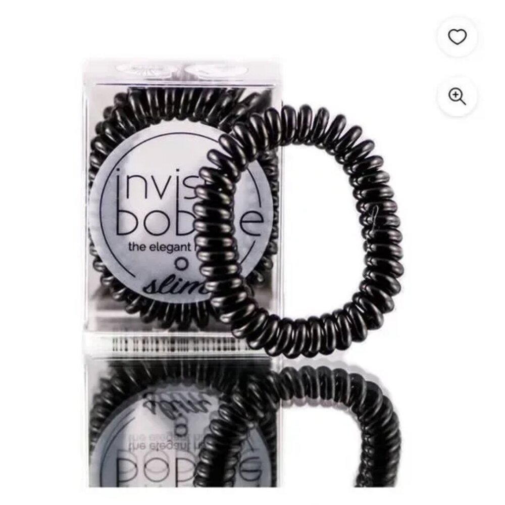 🔥3/$30 NIB Invisibobble Slim Elegant Hair Ring Ties in True Black 3 Pack